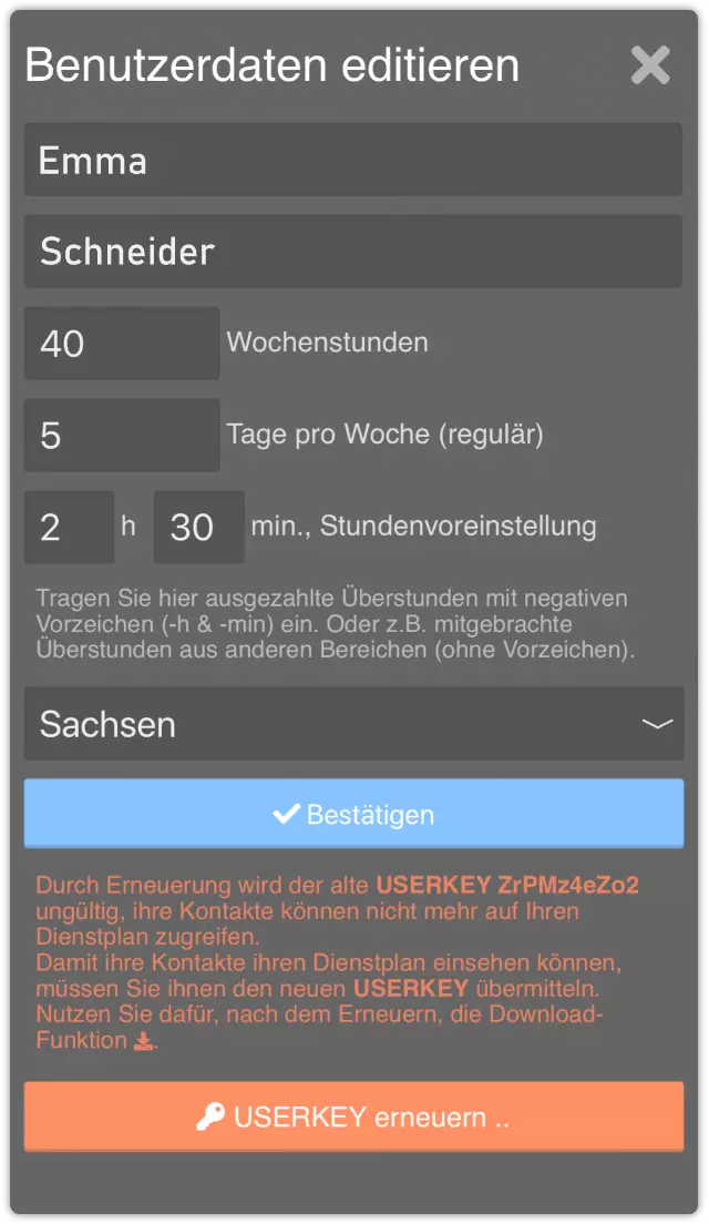 Editieren deiner persönlichen Daten